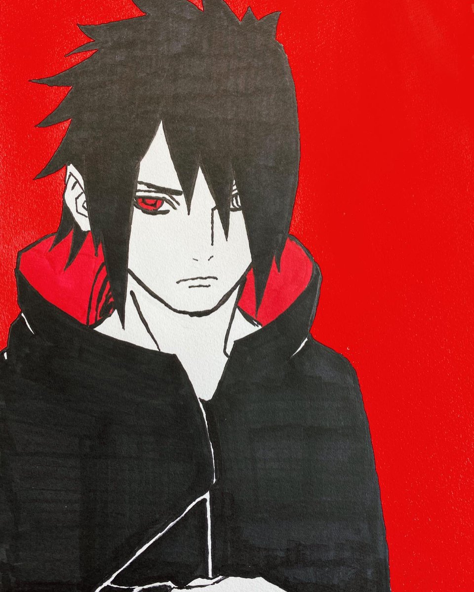 シバ 赤と白 Narutoは初めてハマった漫画 サスケかっこいいよね Naruto うちはサスケ 模写 アナログ絵 イラストマーカー Naruto好きと繋がりたい 絵描きさんと繋がりたい