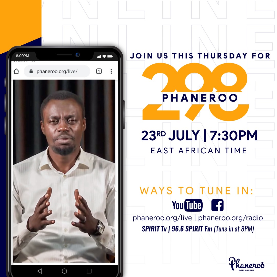 cephasnzaana's tweet photo. Today is Phaneroo 298. Don't miss the #PhanerooOnlineService for anything. Join us today at 7:30EAT for an experience that'll change your life. #PhanerooGlobalSOM2020 #IamPhaneroo #ChristAddict #FisherofMen https://t.co/Z41RyfAKsB