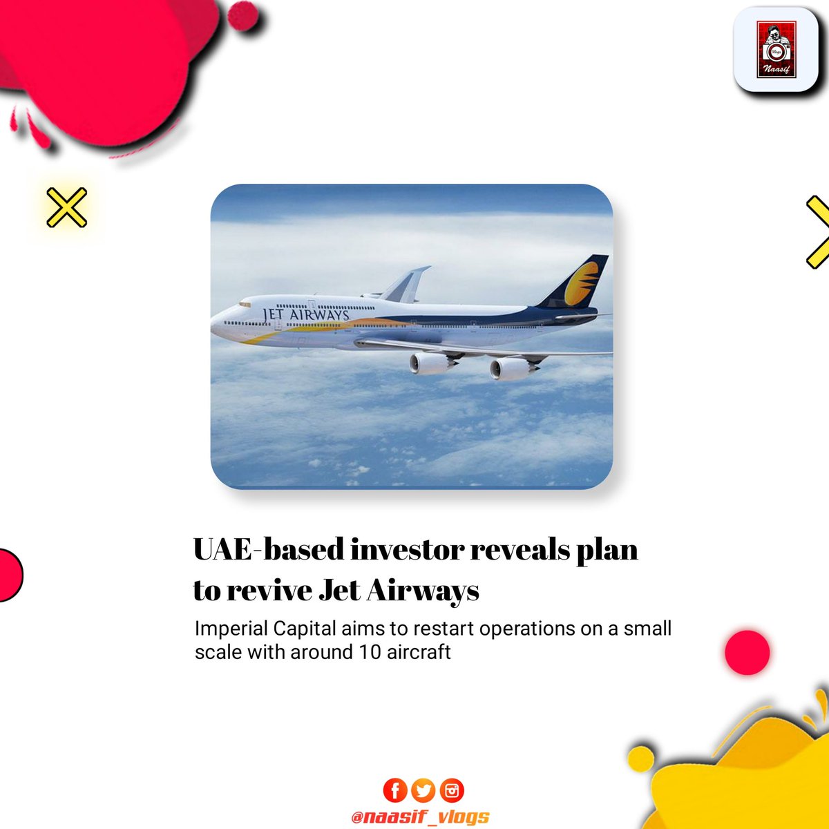 nn_editz_lab's tweet photo. ⚠️good news ... 
Uae based buisness man took bid and take over the jet airways and employees.. https://t.co/p9k7i8xBys