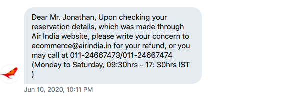 JonahRogues's tweet photo. @airindiain .... its been over 100 days since my flight was cancelled. I'm already in India and need my refund to pay my bills. Your empty automated responses are not the way to treat a customer. @HardeepSPuri Sir, please intervene. https://t.co/i67MRS4ncO