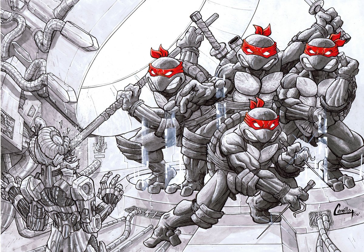 cam_illo88's tweet photo. Tmnt inkwash recreation of tmnt issue 4 cover.. One of the funnest commissions ive ever done.
#tmnt #ninjaturtles #comicart @IDWPublishing https://t.co/htvPCa3sty