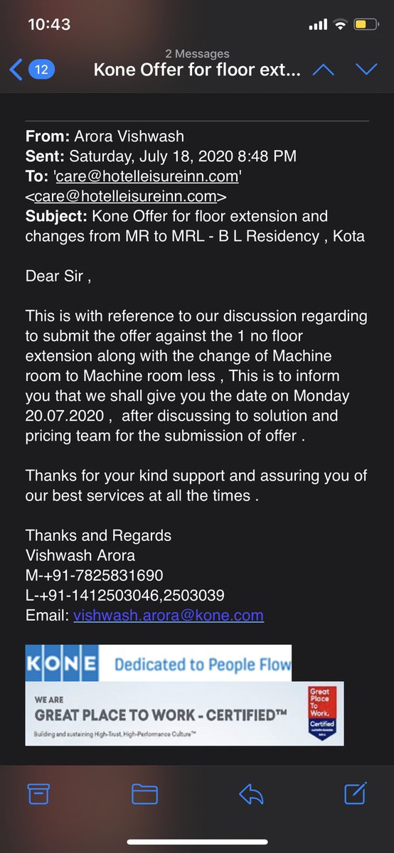 goyalravi78's tweet photo. We are a hotel based in Kota. Asked for a quotation to extend our elevator a month ago from @KONECorporation. Their executives have fooled us and wasted our entire month during renovation. They are highly careless &amp; unprofessional. @inconsumerforum @consumerforum_ @consaff https://t.co/M83wt9v0xt