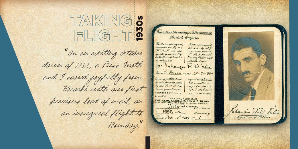 TataCompanies's tweet photo. A chairman, an aviator &amp; India’s 1st private pilot licence holder, Jeh gave wings to India’s civil aviation industry with the inauguration of Tata Airlines in 1932. Soon, he took over as the youngest chairman of Tata Sons in 1938, &amp; thus began a new era. #JourneyOfJeh #ThisIsTata https://t.co/8VscnAQd5O