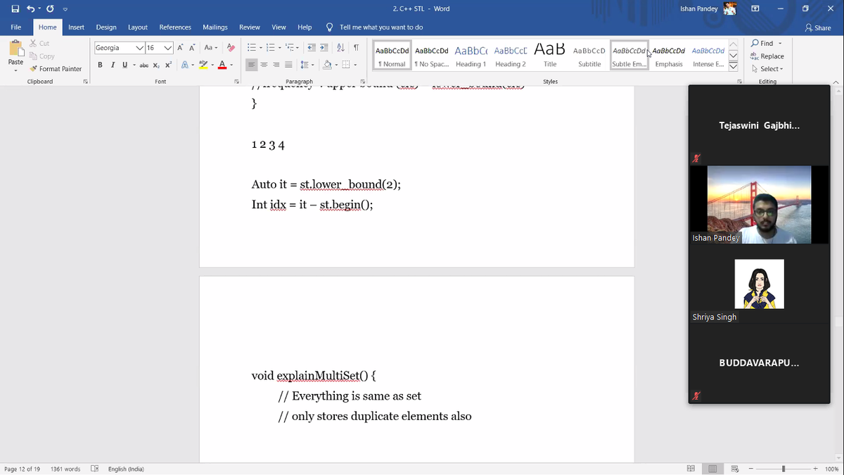 TejaswiniG49's tweet image. It was amazing session really helpful and interactive . I have learnt lots of new topics from this session . Thanks mentor &amp;amp; team @girlscript 
 #gslearningcontest #newbie #competitivecoding
 #CP #Python3  #DSA  #learner #CodeNewbie  #GirlsWhoCode #coder