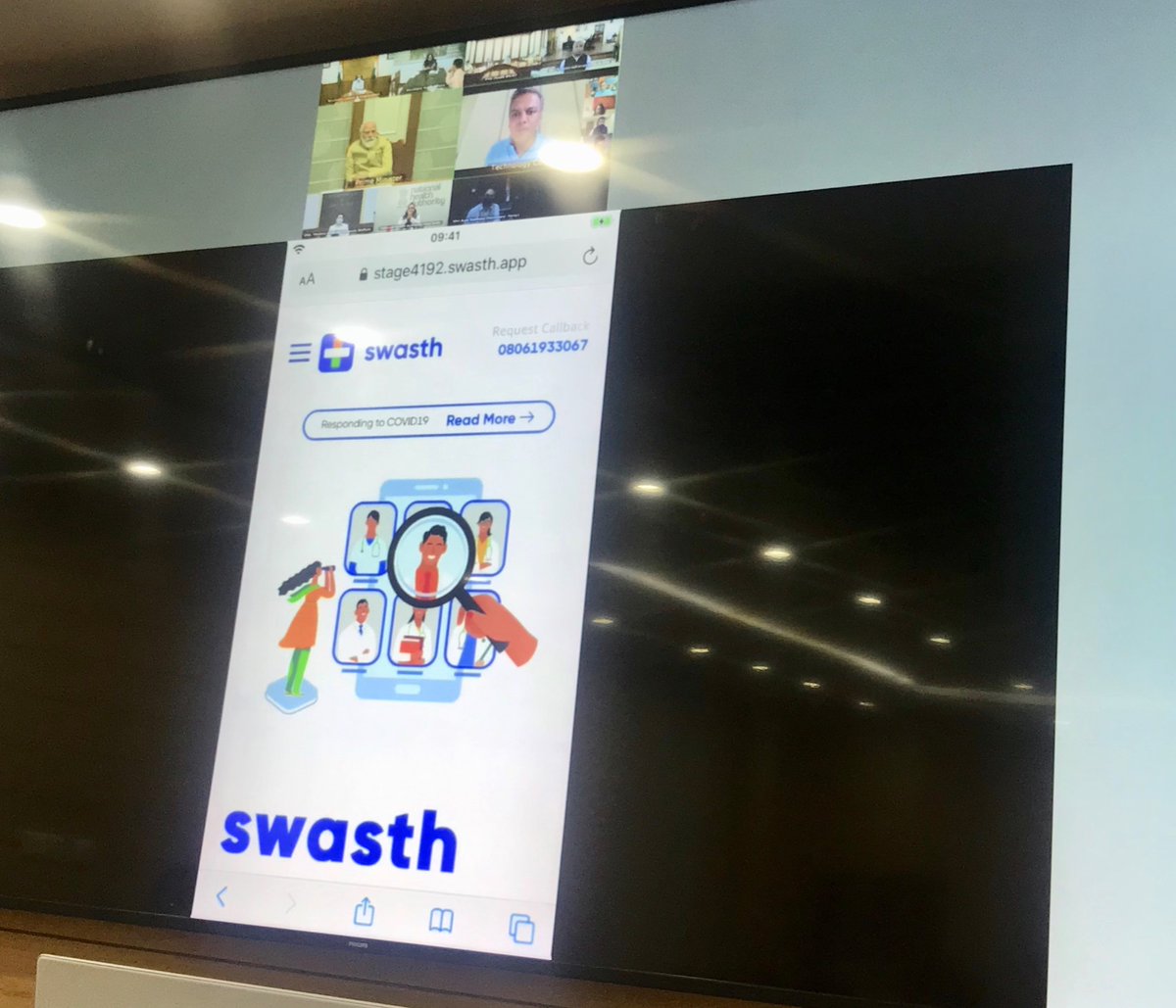 urvashi01's tweet photo. A group of health &amp; tech experts brought together by CEO, NITI Aayog showcased a new telemedicine product to the PM this week. This private sector led initiative has created a truly world-class healthcare solution for India, especially our underserved population @nathealthindia https://t.co/F6T0RR8NzC