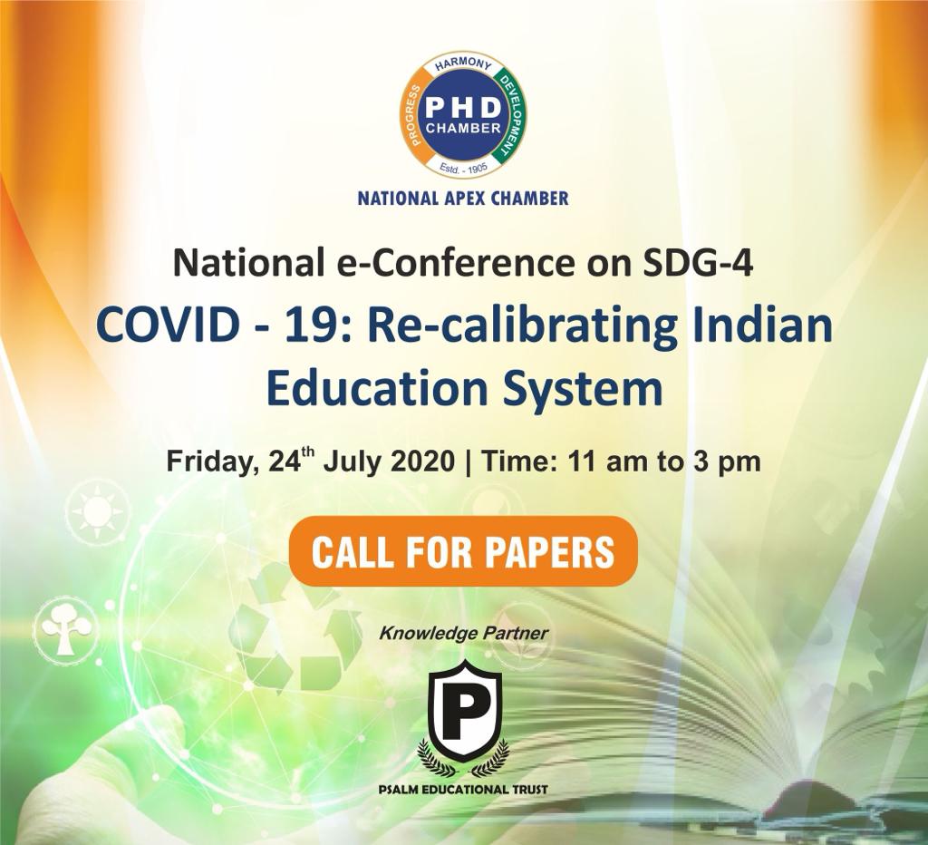 phdchamber's tweet photo. @phdchamber is organizing a NATIONAL E-CONFERENCE ON SDG 4 "COVID - 19: Re-calibrating Indian Education System"
#CALLFORPPAPERS
Friday, 24th July 2020
Register at https://t.co/4GiSI6HaMJ
Website https://t.co/hJ1e0rleAt
Full Brochure :https://t.co/Pom8dbWOPP https://t.co/ZCAZ0KgdCP