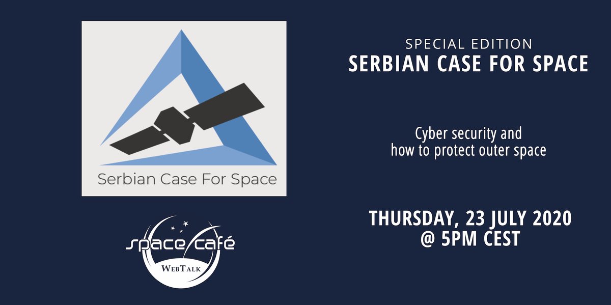 SpaceWatchGL's tweet photo. Join us together with @scs_foundation in a conversation on "Cybersecurity and how to protect outer space". This event will take place TODAY at 5:00 pm CEST.
#SerbianCaseforSpace #SecureWorldFoundation #SHAREFoundation #SpaceCafé #WebTalk https://t.co/wSiIyLdp9M https://t.co/6cf1xt20kE