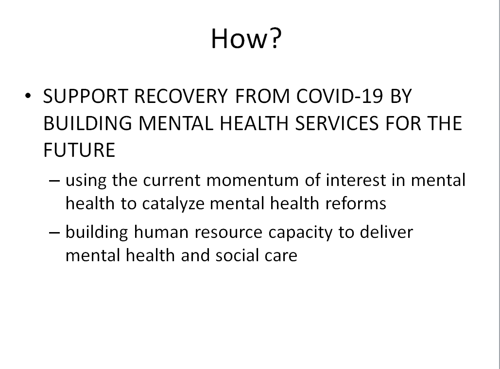 We have to definitely build human resource capacity to deliver  #MentalHealth care and social care for the future; it is very important to minimise the consequences of the impact of  #COVID19 : Prof.  @TISSpeak Aasha Banu Soletti 