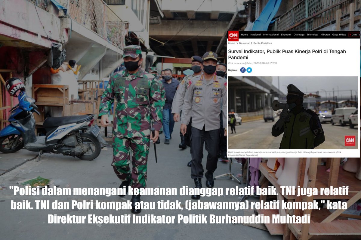 BIDTIK_KALTENG's tweet photo. "Polisi dalam menangani keamanan dianggap relatif baik. TNI juga relatif baik. TNI dan Polri kompak atau tidak, (jabawannya) relatif kompak," kata Direktur Eksekutif Indikator Politik Burhanuddin Muhtadi #KinerjaProfesionalPolri https://t.co/D2Q7xE03qp