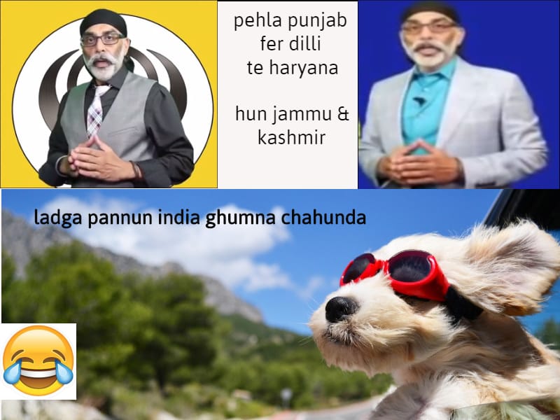 ExposedSfj's tweet photo. Pehle Punjab fer dilli te haryana hun Jammu &amp; Kashmir. lagda pannun india ghumna chahunda. https://t.co/hfqgtSiS6O