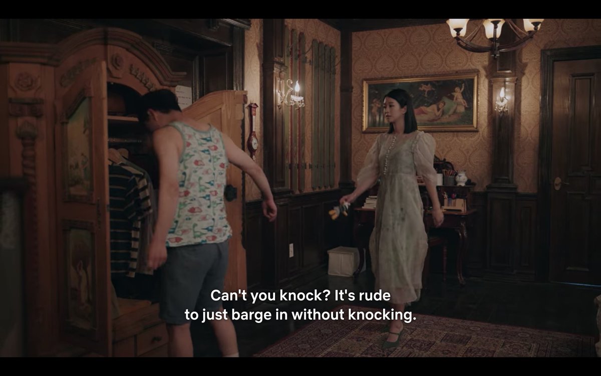 An underrated but important development.Over time, she learned not to simply barge in Sang-tae's room. And how she acknowledges that he is his own person.  #itsokaytonotbeokay #psychobutitsokay