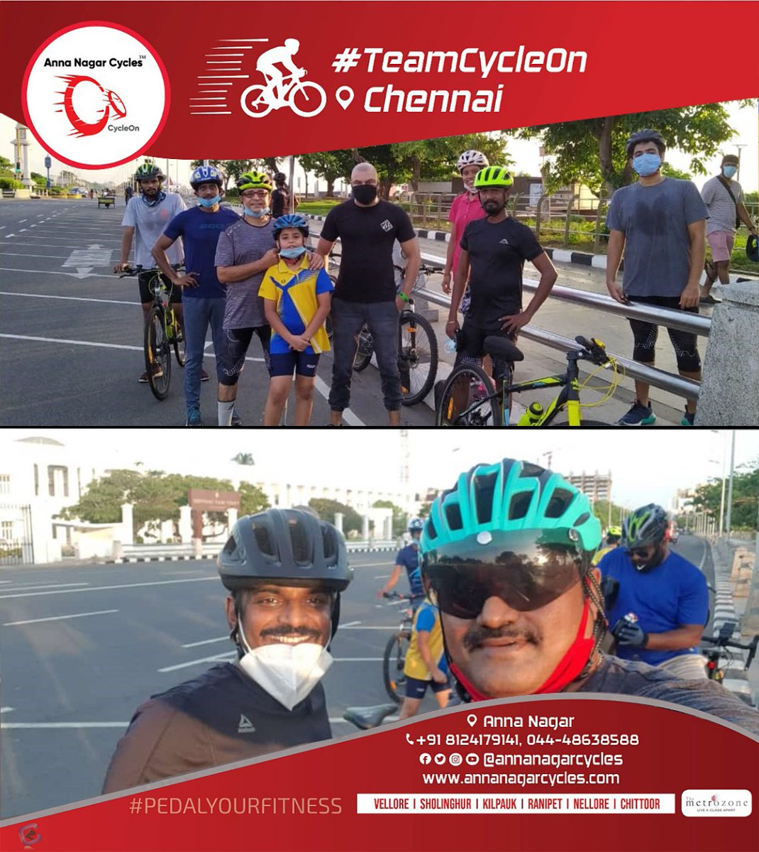 annanagarcycles's tweet photo. Glimpse from the great cycle ride experience with our #MetroZone riders from to Marina beach organised by #AnnaNagarCycles!
#TeamCycleOn7
#Pedalyourfitness #cycleon #cycleride #chennai #annanagar #Metrozoneriders https://t.co/iDjJmjbAxO