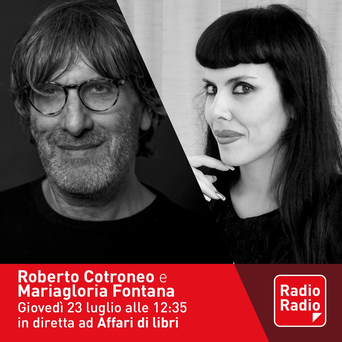 ragionecarnale's tweet photo. Oggi ospiti ad Affari di libri su @RadioRadioWeb dalle ore 12.35 #robertocotroneo #ildemonedellaperfezione @NeriPozza , #prestoconfuoco @lanavediteseoed e alle 13.05 #martabarone #cittasommersa @libribompiani https://t.co/Eud8D16VM4