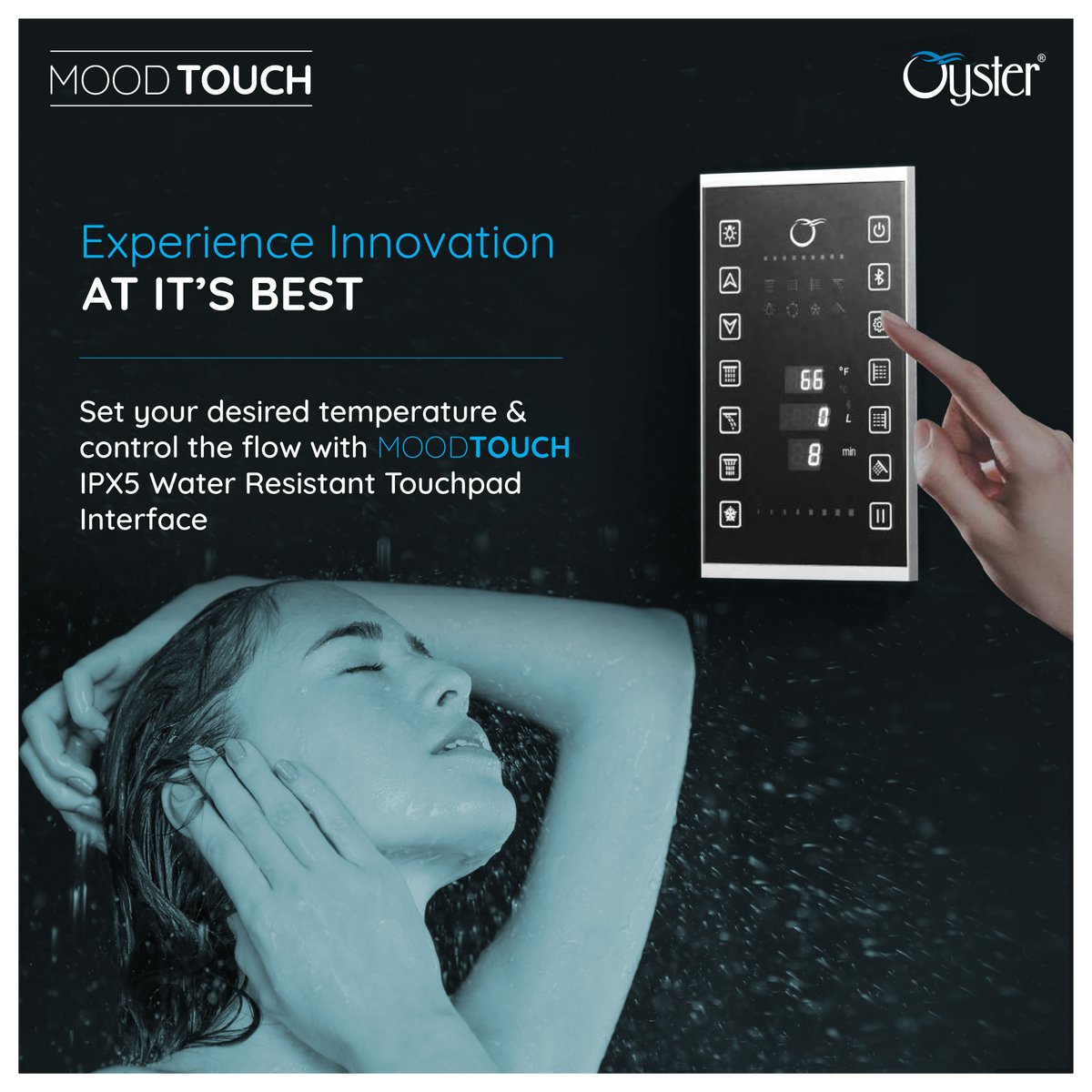 oysterwellness's tweet photo. Moodtouch by Oyster comes with an IPX5 Waterproof Touchpad interface that lets you set the temperature as per your comfort and enables you to choose from a range of shower modes Mist to Rain shower.
#findyouroyster #wellness #innovation #bathconcepts #oysterbath #moodtouch https://t.co/JRSigN5Ngt