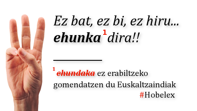UZEI_'s tweet photo. 💯💯 Batasunerako, «ehunka» hobesten dugu.
Eta, jakina, horixe gomendatzen du #Hobelex zuzentzaileak ere: https://t.co/JLbYePJg4D
#euskara #hiztegia https://t.co/c0ZuzB2MW1