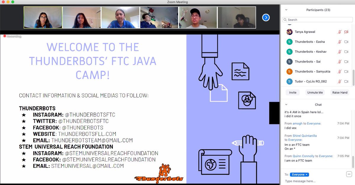 ThunderbotsFTC's tweet photo. We just finished our first class for the FTC coding camp!! So thankful for Connor from the team Silent Bot Deadly to take the time to teach us and students from all around the world! Can’t wait for next weeks session! #firsttechchallenge #java #programming #FIRST #codingcamp https://t.co/YbkTq9guFG