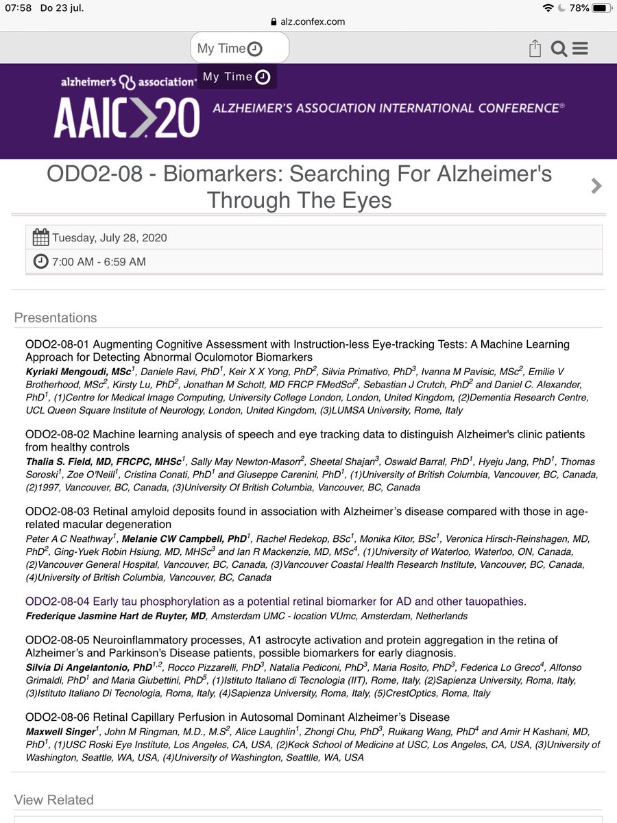 Jurre Den Haan (@jurredenhaan) on Twitter photo Really looking forward to this #AAIC session with data from <a href="/AlzheimerAms/">Alzheimercentrum Amsterdam (inactief)</a> from my wonderful colleague <a href="/HartRuyter/">Frederique J. Hart de Ruyter, MD</a> and from <a href="/drcionucl/">DRC@UCL</a> . A lot of research on biomarkers in the eye this year. And an actual Eye PIA! #EyeAsBiomarkerPIA
<a href="/alzheimernl/">Alzheimer Nederland</a> <a href="/ISTAART/">ISTAART</a> <a href="/GroupLengyel/">Lengyel Group</a> Really looking forward to this #AAIC session with data from <a href="/AlzheimerAms/">Alzheimercentrum Amsterdam (inactief)</a> from my wonderful colleague <a href="/HartRuyter/">Frederique J. Hart de Ruyter, MD</a> and from <a href="/drcionucl/">DRC@UCL</a> . A lot of research on biomarkers in the eye this year. And an actual Eye PIA! #EyeAsBiomarkerPIA
<a href="/alzheimernl/">Alzheimer Nederland</a> <a href="/ISTAART/">ISTAART</a> <a href="/GroupLengyel/">Lengyel Group</a>