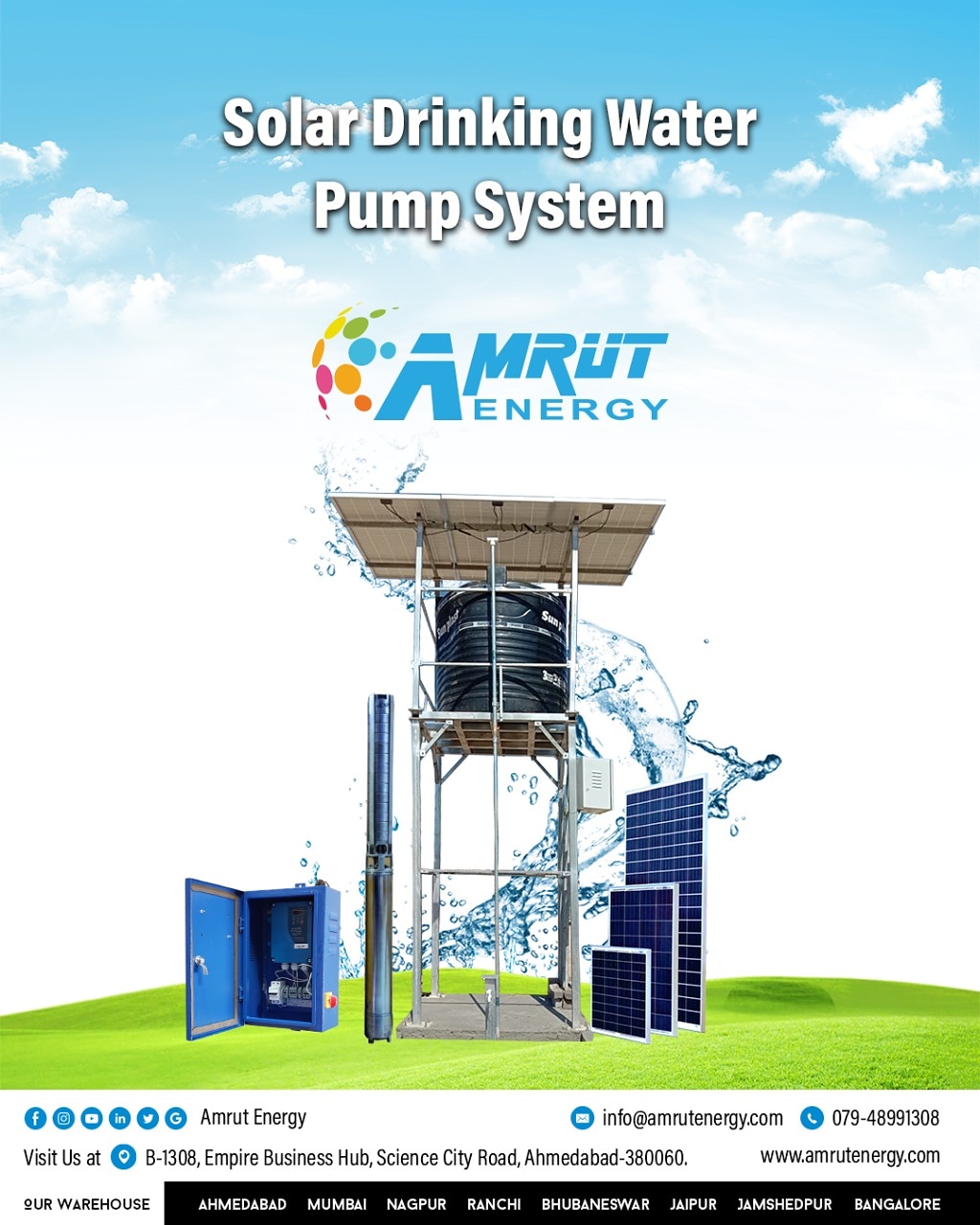 AMRUT ENERGY PVT LTD on X: INTRODUCING AMRUT SOLAR DRINKING WATER PUMP  SYSTEM FOR MORE INFO. 👉🏻:- https://t.co/pn1lbkLYjb #amrutlights  #amrutenergy #amrutsolar #amrutsolarpump #solarledlights #solarpump  #submersiblepump #monoblock #led #solarenergy ...