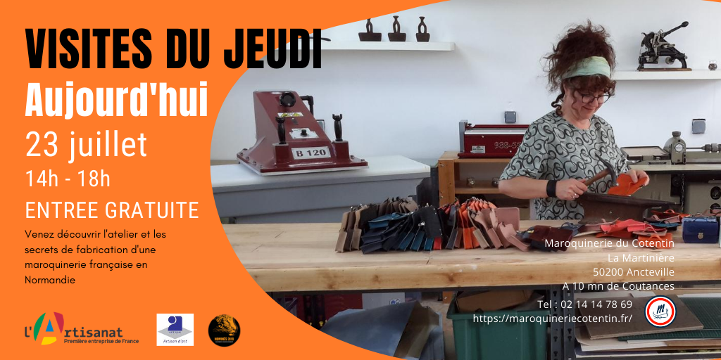 MaroCotentin's tweet photo. Venez découvrir les secrets de fabrication d'une maroquinerie française en Normandie. Virginie vous propose une visite de l'atelier et vous raconte ce métier passion. #maroquinerie #madeinfrance #cotentinunique #normandie  Visites du Jeudi 2020 https://t.co/ud9oAQF4ZC