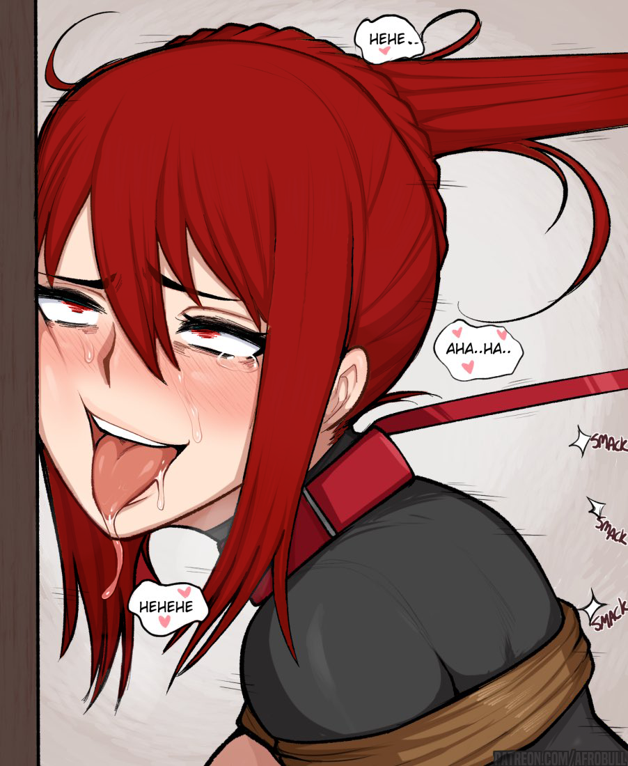 Here we have a demonic meat toilet who tried to play pretend, thinking the title 'Demon King' had any significance.

This redheaded bimbo is nothing more than a portable fucksleeve meant to walk on all fours, and serve her purpose when she's not busy being beaten.