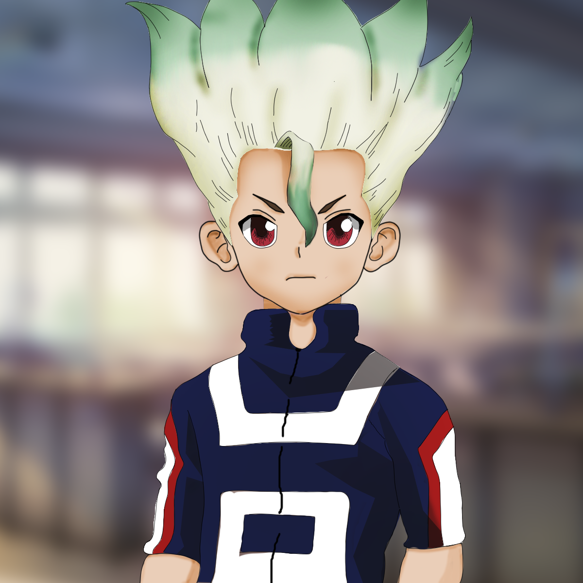 AjaycalR's tweet photo. This is my trial of combining 2 anime together (Dr. Stone &amp; MHA) This is Senku Ishigami studying at UA.

#art #artph #artistontwittter #digital #digitalart https://t.co/XvXs8ZQf2N