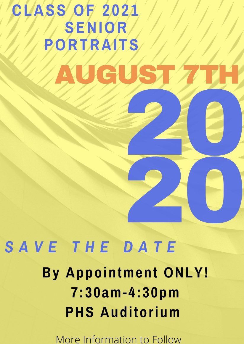 Class of 2021, it's time for senior portraits! Spread the word!