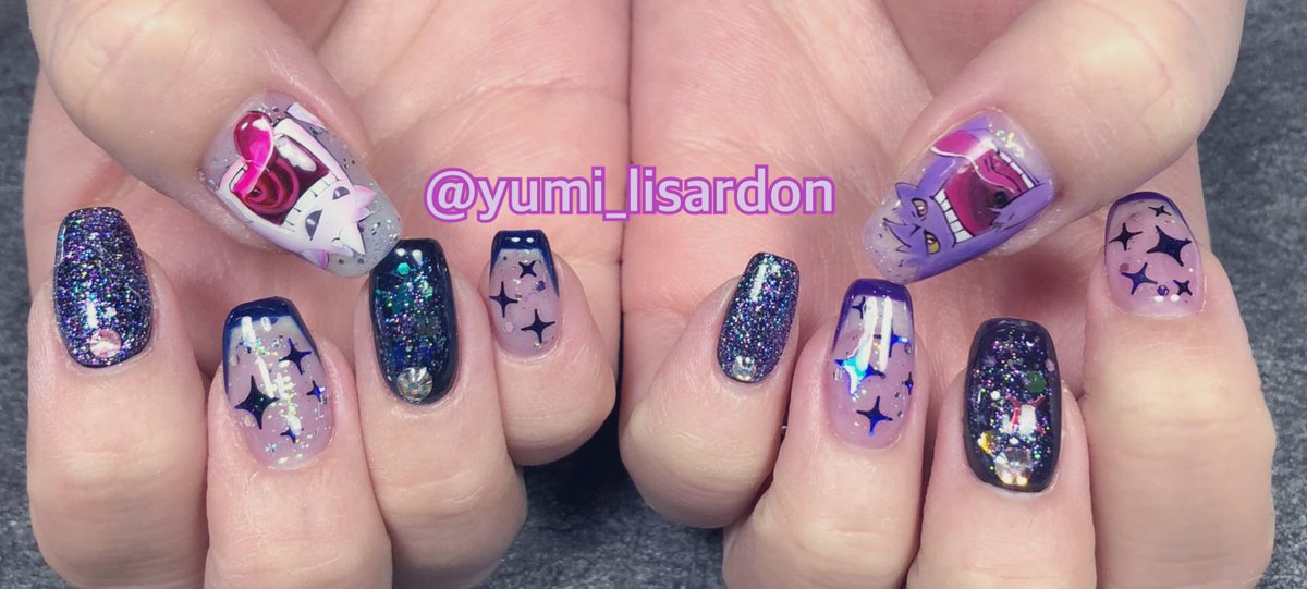 ゆみち 今月は暗い色やりたかったからキョダイマックスゲンガーにしたよ Pokemonnail ポケモンネイル ゲンガー
