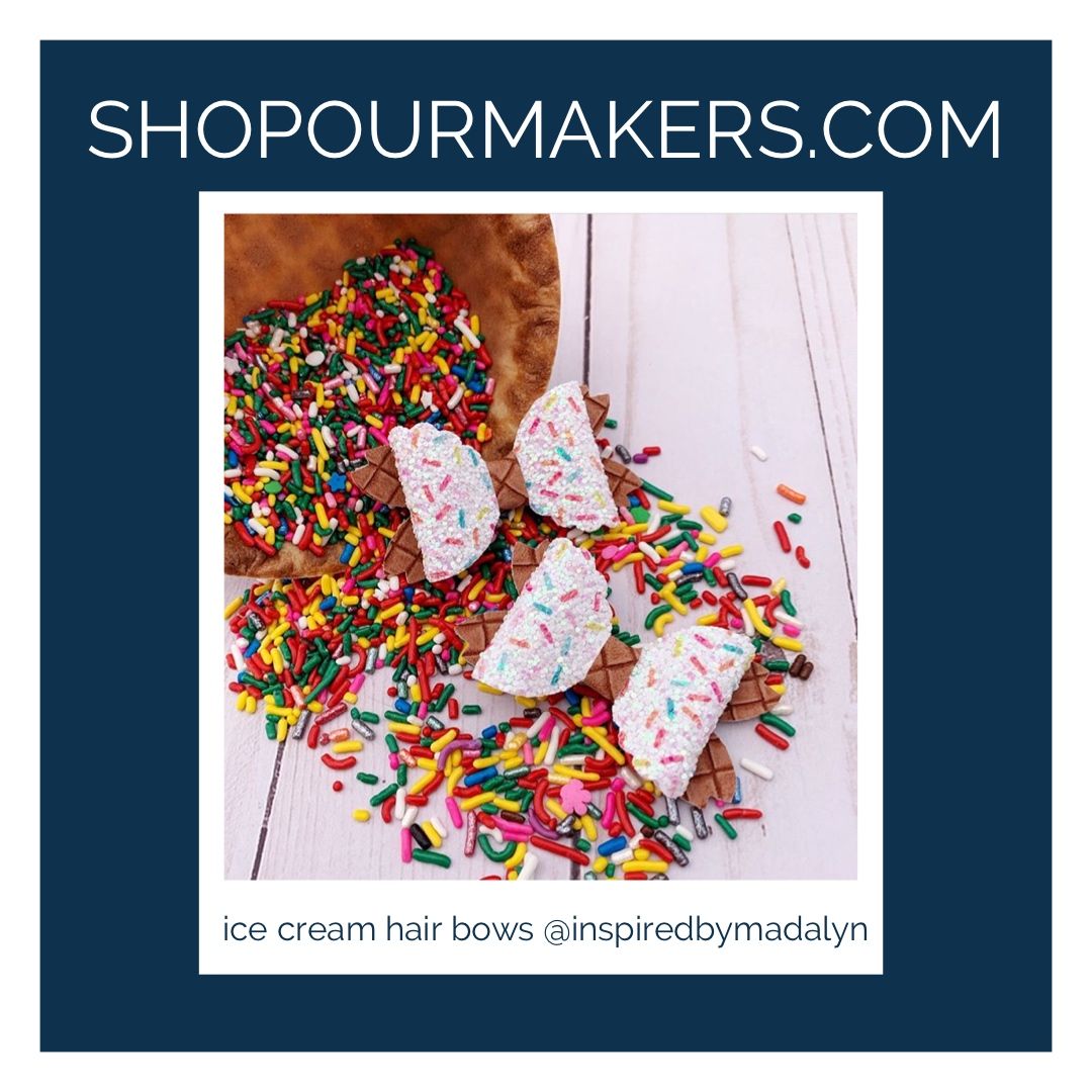 Summer is unstoppable with these adorable ice cream piggy tail bows by @inspiredbymadalyn! Find yours on ShopOurMakers.com and support this local NJ maker. #icecreamparty #icecreamtruck #unstoppablesummer