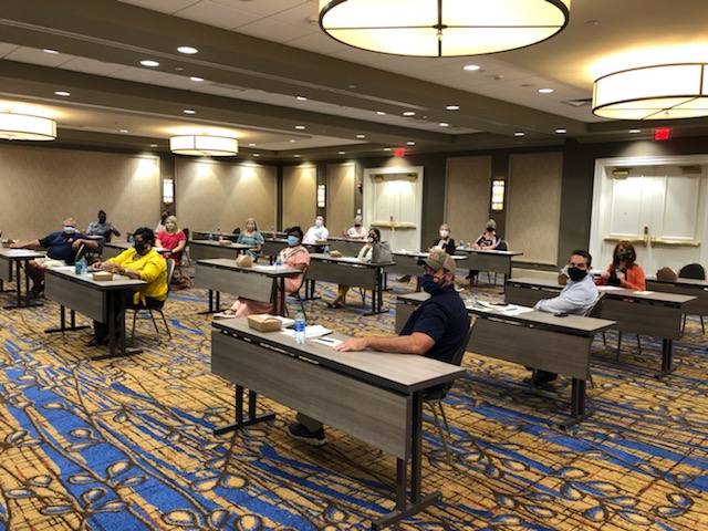 Our Opelika Chamber team members Sheila and Autumn enjoyed hosting a luncheon this week showcasing social distancing protocols and packaged lunches  in our Legacy Ballroom! #opelikachamber #safemeetings #socialdistancing #networking #luncheons #meetingsmatter