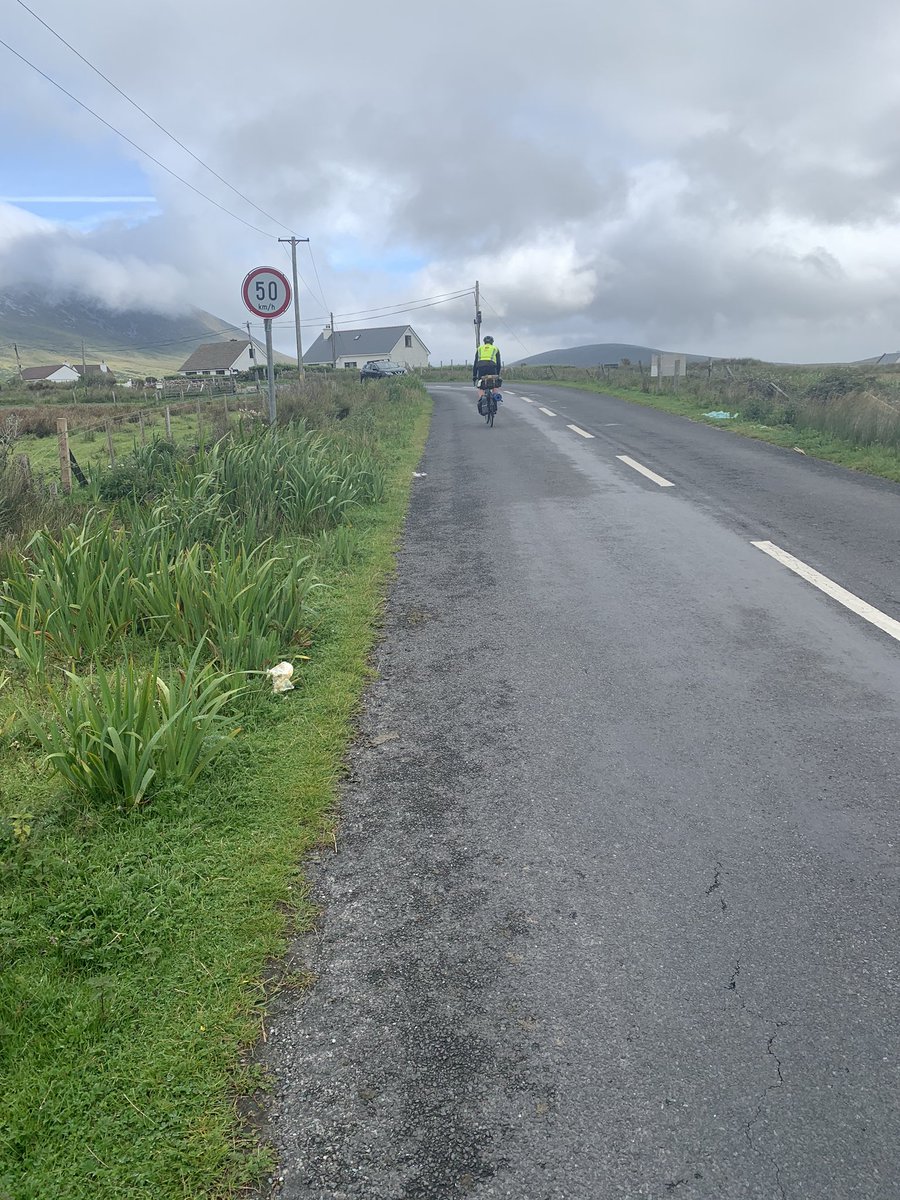 AuldStock's tweet photo. You never know who you will meet on the road to the deserted village in achill @BMLThendrik going great along @wildatlanticway The only question is where will he stream the @CrusheenGaa match along the way? https://t.co/QPPKKmvN9l