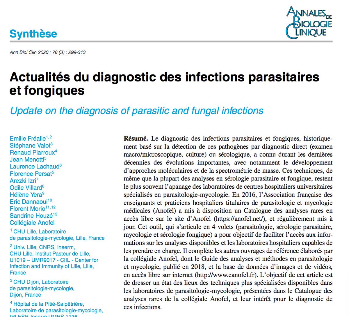 sfm_jm's tweet photo. Une très bonne mise au point de la collégiale #ANOFEL sur les dernières techniques diag en #parasitologie et #mycologie. Un must-read pour les microbiologistes cliniques en herbe ! https://t.co/er7QLXv7WB 👈 https://t.co/WvG3cWPNSK