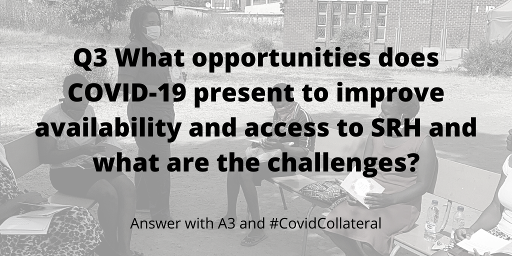 MARCH_LSHTM's tweet photo. Q3 What opportunities does #COVID19 present to improve availability and access to #SHRH and what are the challenges?
e.g. online, community distribution, self-administration, remote prescriptions...?
Answer with A3 and #CovidCollateral https://t.co/TxGojBkJgg