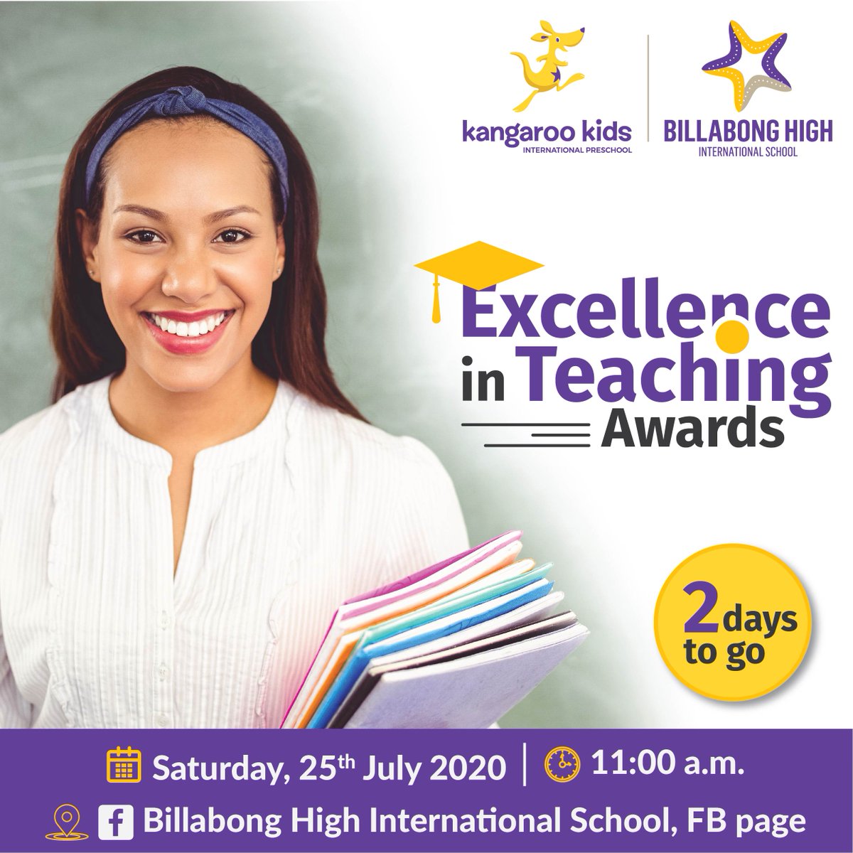 bhisIndia's tweet photo. See You In 2 Days! 
Cheer your favourite teachers as we announce the Teaching Excellence Awards 2020 @Billabong High International School fb page (tag school) When: 11am, Saturday 25th July
#TeacherAppreciation #GetBackToSchool #TeachingAwards #RightToLearn #ThankYouTeachers https://t.co/srqqGyEUSY