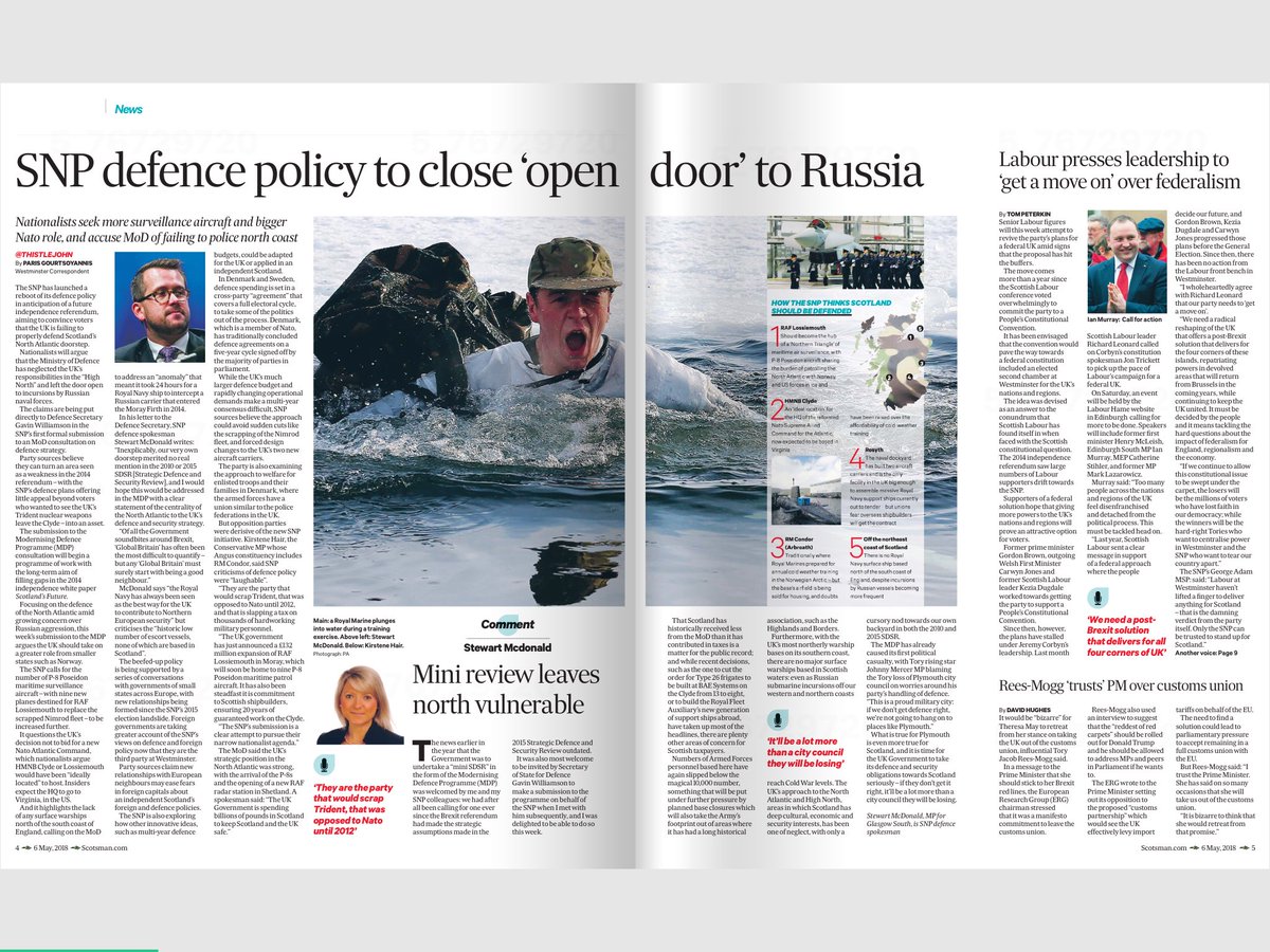 May 2018, I set out in  @scotonsunday our assessment of the Russian threat to Scotland and what it meant for the Modernising Defence Programme. A Tory MP went on the record and said my points were ‘laughable’ and a ‘narrow nationalist agenda’  https://www.scotsman.com/news/politics/snp-defence-policy-close-open-door-russia-294674