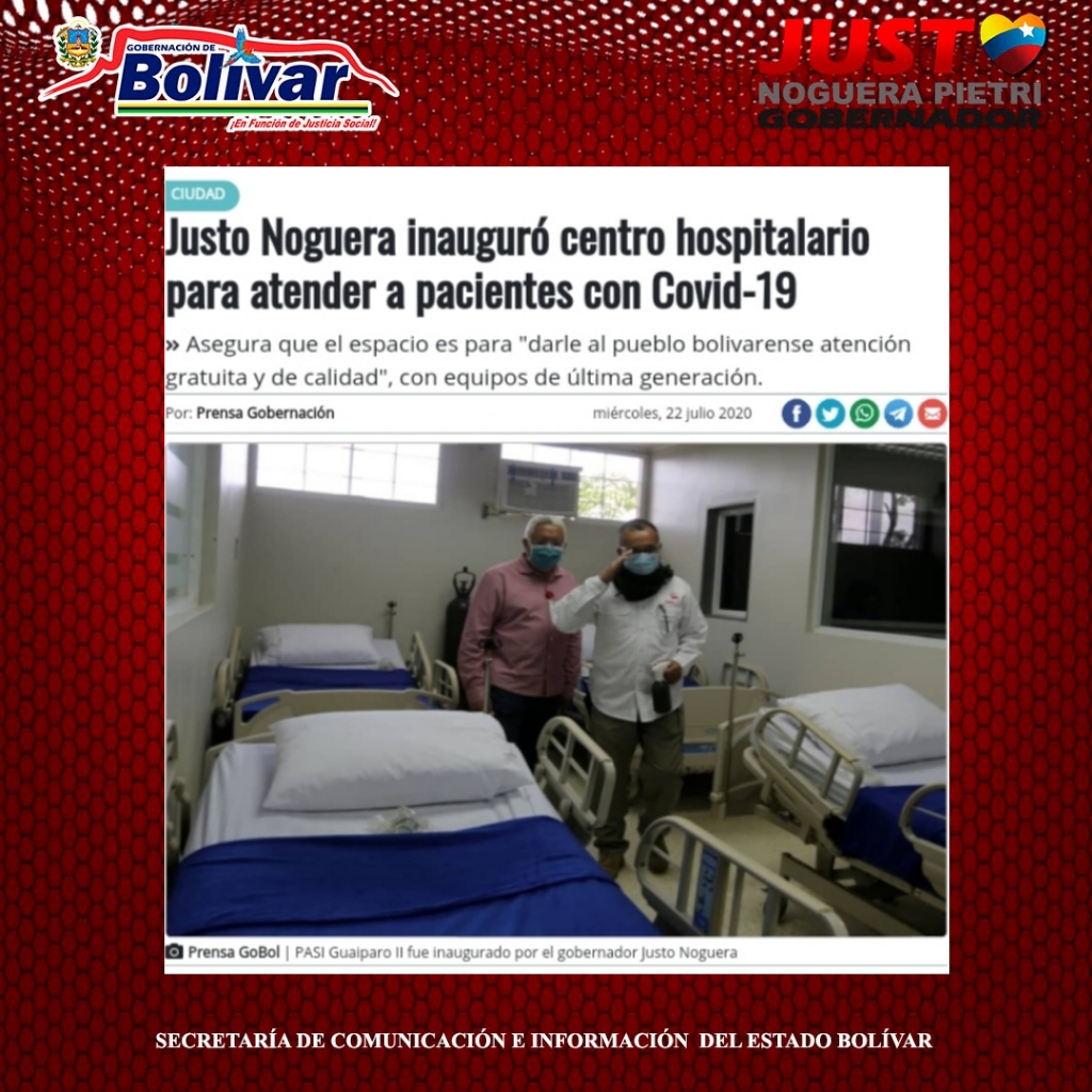 #23Julio #EsNoticia | @GobJustoNoguera
 inauguró Centro Hospitalario para atender a pacientes con #Covid19.

#AyúdanosACuidarte

<a href="/DiarioPrimicia/">Diario Primicia</a> 
primicia.com.ve/guayana/ciudad…