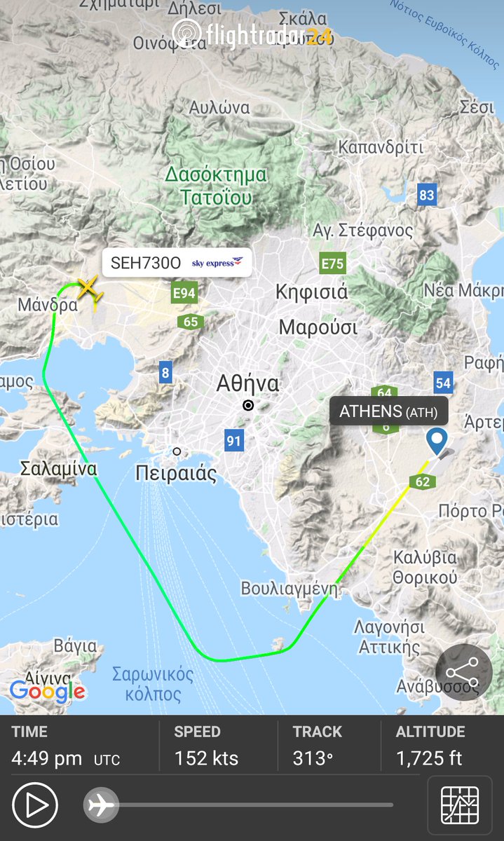 landingsgr's tweet photo. Out of the ordinary @GSCP_GR, yesterday, utilised #SkyExpress #ATR72 SX-THR (callsign SEH730O) to transfer @pyrosvestiki #2ηΕΜΑΚ (#DisasterManagement/Response Special Unit), from #Thessaloniki #SKG to #EleusisAFB #LGEL to assist/confront the #WildFires 🔥 at #Kechries. https://t.co/X6E6DtgYFK