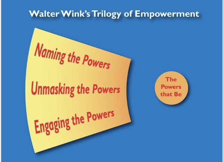 1/8 My work, which is not the only approach, has focussed on challenging the legitimacy of landed power by questioning its plausibility structures. 1) Name power and what its abuses look like. 2) Reveal the psychology of how it oppresses. 3) Grow the courage to engage with it.