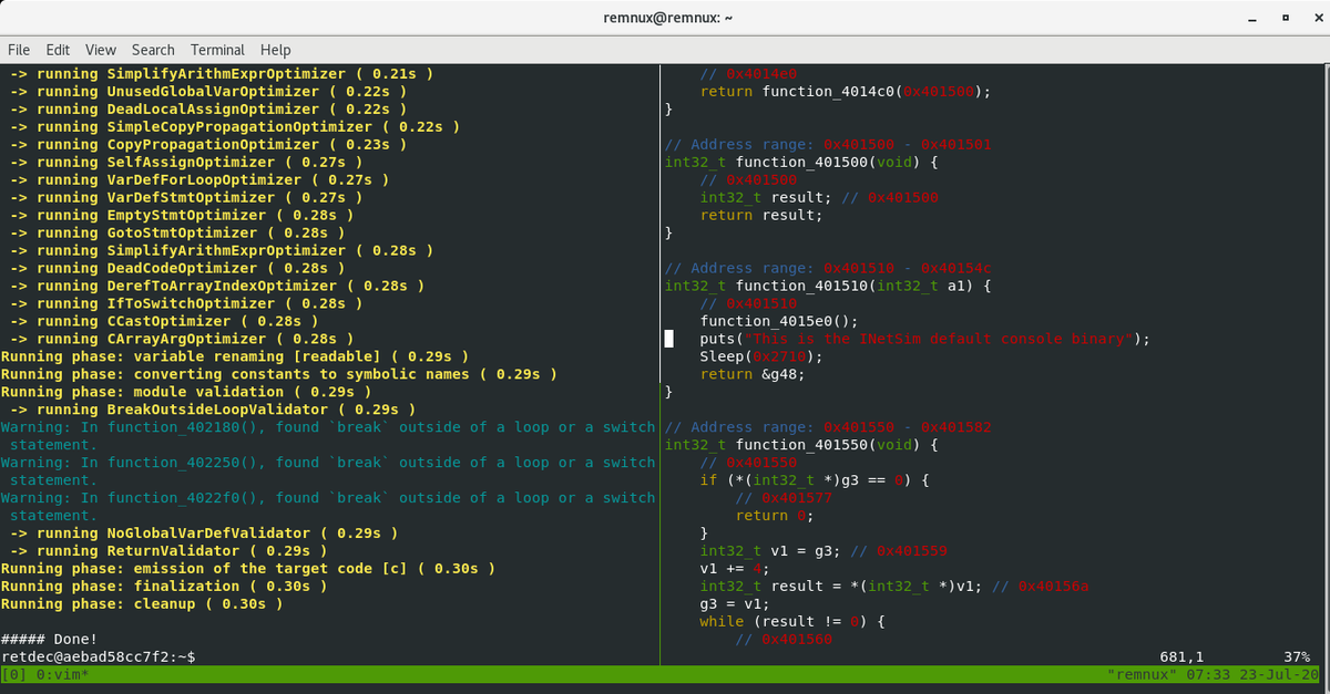 malwarelab_eu's tweet photo. Trying new @REMNux v7 and reviewing the Discover the tools section of the docs. Couple of new tools including @GHIDRA_RE @r2gui #capa, #scdbg, #PortEx, #polarproxy, #malwoverview, #powershell, @VisualStudio, #CyberChef, #chepy, @RetDec and many others. https://t.co/0fu4CY6bsY
