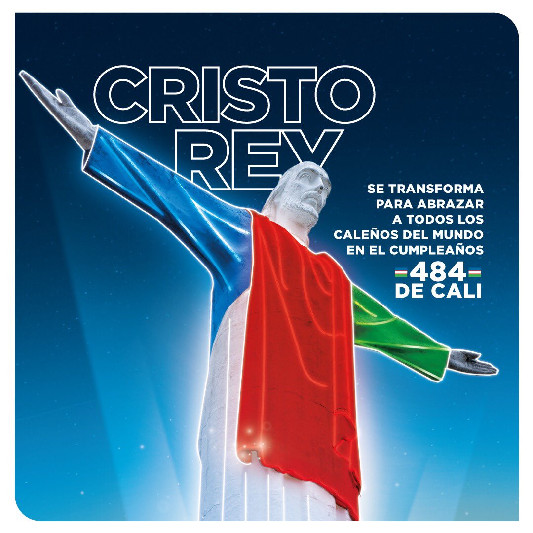 radiosupercali's tweet photo. Este sábado 25 de julio a las 8:00 pm todos los caleños podrán abrazar la ciudad en su cumpleaños #484. Deben subir una foto con los brazos abiertos como Cristo Rey a su perfil en Instagram con el ht #Transformaton. Todas las fotos serán proyectadas en el monumento de Cristo Rey https://t.co/y0KM0ioS5K