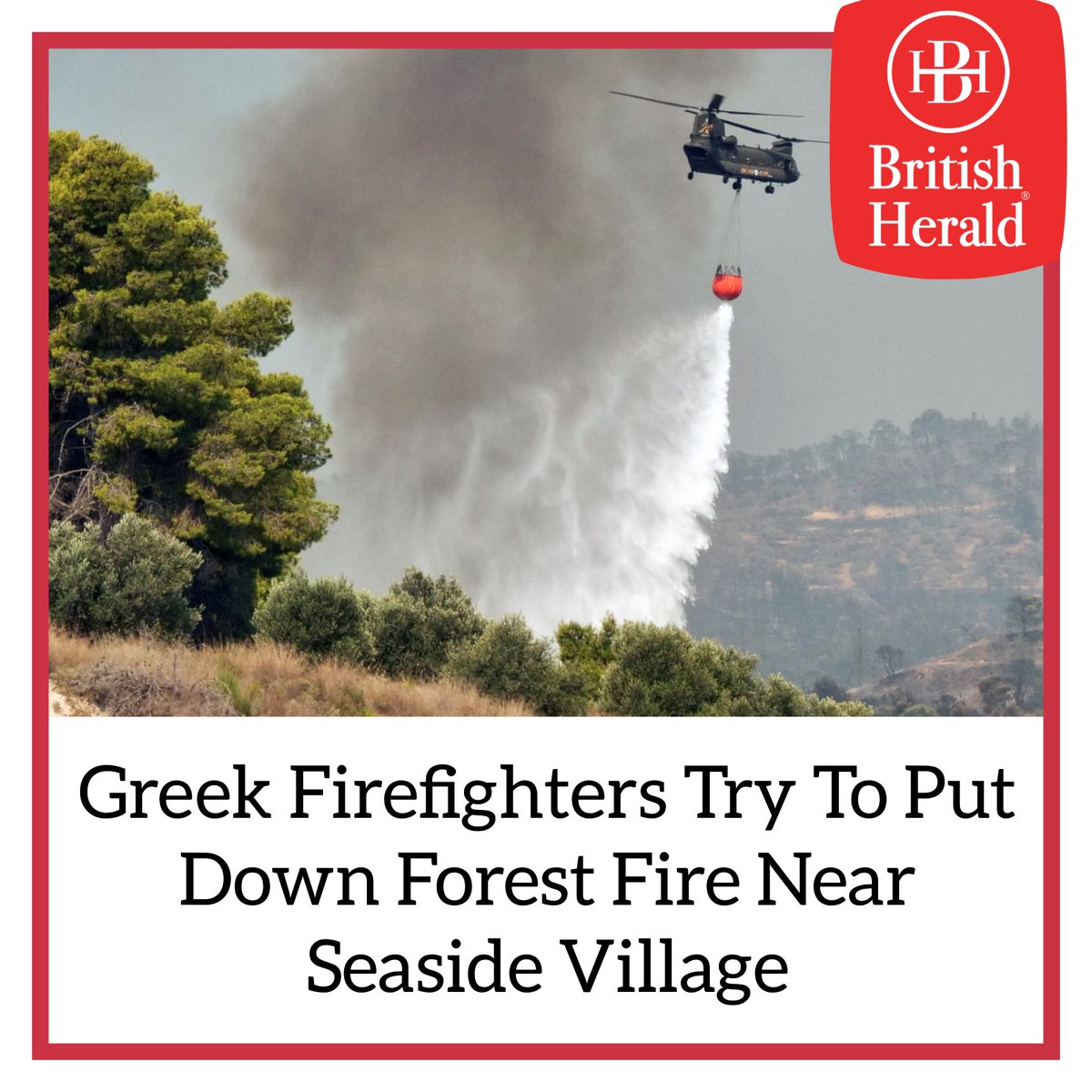 BritishHeraldUK's tweet photo. #ATHENS, #GREECE Hundreds of people forced to evacuate near the seaside village of #Kechries in the eastern #Peleponnese.

More than 236 firefighters, assisted by 4 helicopters, 8 planes municipal staff and volunteers. 
#GreeceForestFire https://t.co/KnKh090MJe
