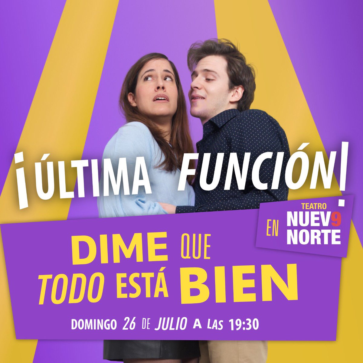 ¡Última función de la temporada de DIME QUE TODO ESTÁ BIEN este domingo a las 19:30! Descubre la comedia más tierna y fresca del verano. Entradas a la venta en atrapalo.com/entradas/dime-… ¡Ya solo quedan las últimas! <a href="/DimeQueTodoEsta/">Todo está bien 🎭</a>