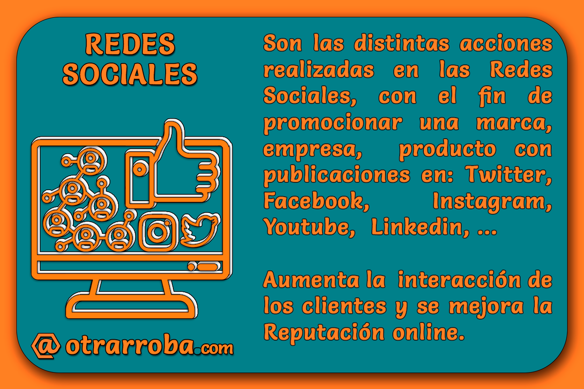 otrarroba's tweet photo. #RedesSociales: son las distintas acciones realizadas en las Redes Sociales, con el fin de promocionar una marca, empresa o un producto con publicaciones en: #Twitter, #Facebook, #Instagram, #Linkedin, ...  Aumenta la interacción de los clientes y se mejora la #ReputaciónOnline. https://t.co/Xv1u8xvFby