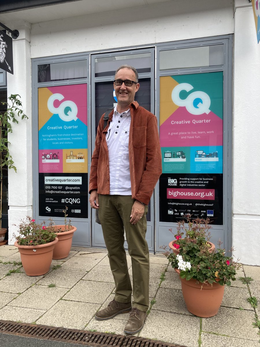 stephenbarker's tweet photo. Boom! Hurrah! We’re #BackInNotts today with David Mather of our ⁦@thebighouse7⁩ partner @newartexchange⁩ which will reopen to the public on October 19th. #WelcomeBackNottingham https://t.co/AmW1DBZkz6