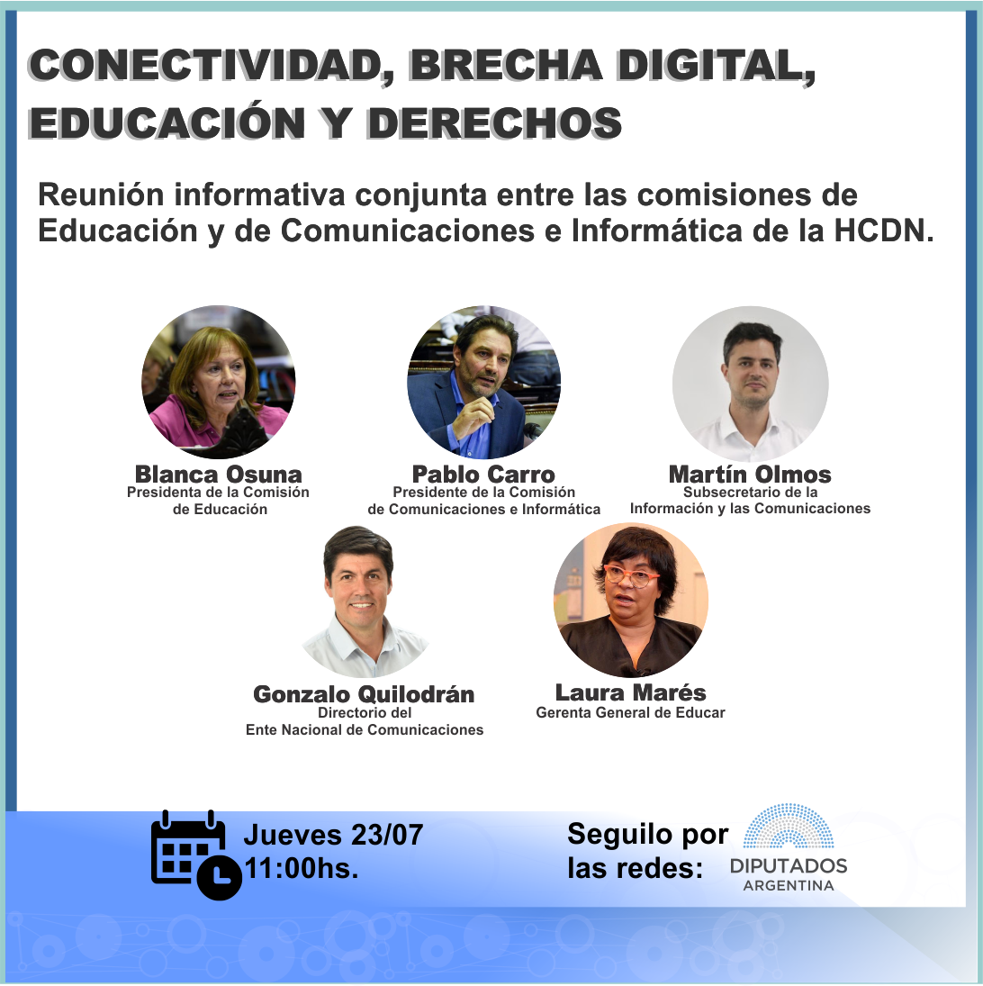 BlancaOsunaOK's tweet photo. Las Comisiones de Educación y de Comunicaciones e Informática de la Cámara de @DiputadosAR se reunirán conjuntamente para abordar una agenda común sobre conectividad, brecha digital, educación y derechos. @PabloCarroOk @martinolmosok @GonzaQuilodran @LauraTMares https://t.co/g0VxiQhZct