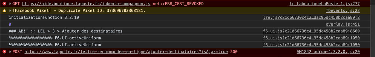 ThierryMaxel's tweet photo. @lisalaposte cool pour le certif Let's Encrypt. 👏  Bon maintenant si vous pouviez vous attaquer à l'erreur 500 qui m'empêche d'ajouter un destinataire sur les recommandés en ligne #laposte #jeveuxenvoyerunrecommandé https://t.co/1xOu9FAvTG