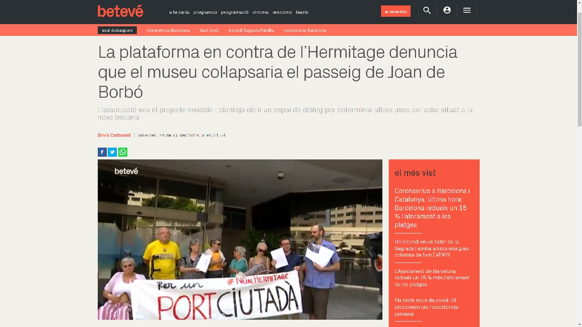 Hola @mconesapages, on és la resposta a les nostres al·legacions al projecte #HermitageBarcelona?
Avui fa UN ANY que entitats de la plataforma #PortCiutadà vam lliurar les nostres al·legacions al <a href="/portdebarcelona/">Port de Barcelona</a>.
#1anySenseResposta #NoAlHermitage
Fil:
beteve.cat/societat/plata…