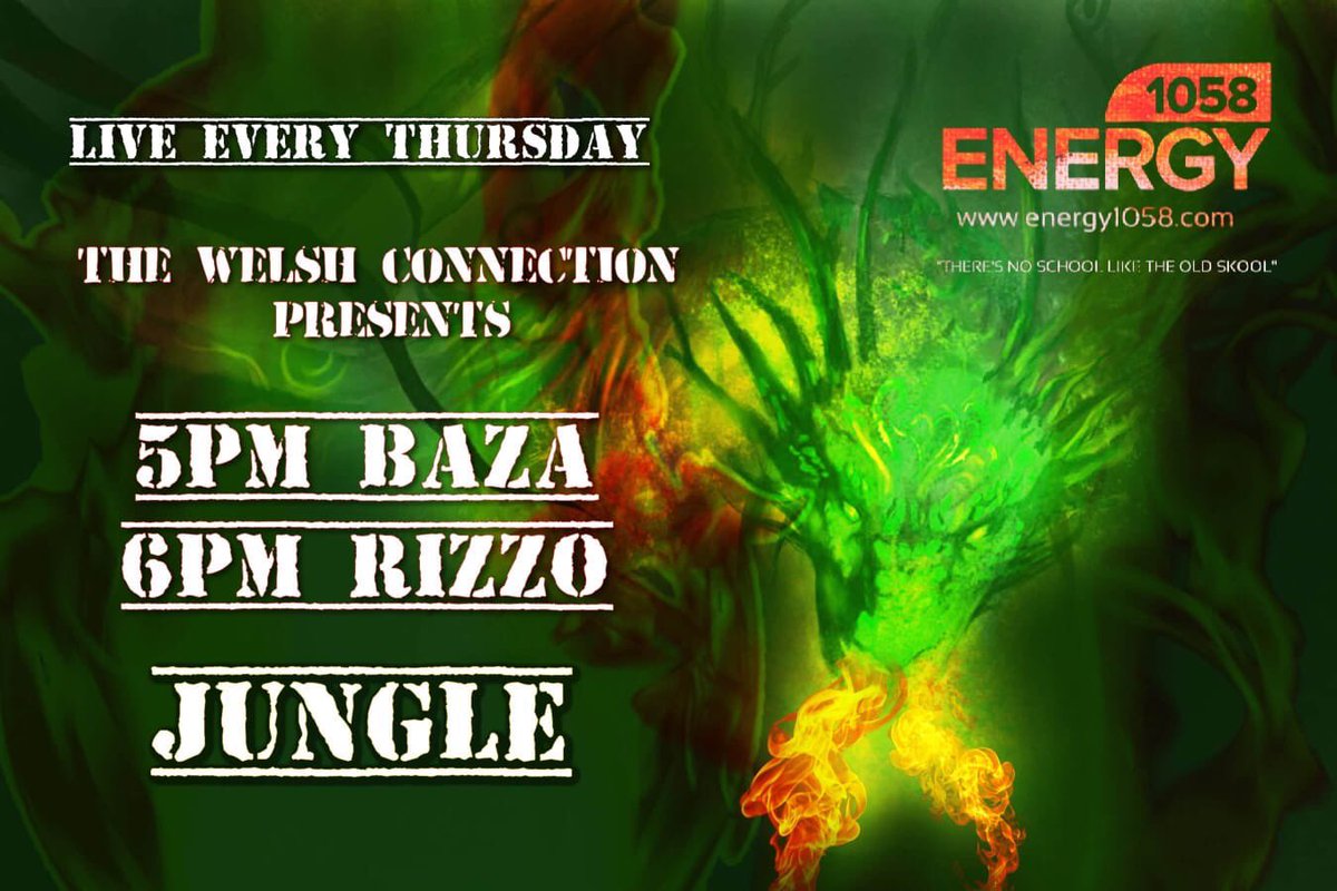 energy1058's tweet photo. ⚠️ #Welshconnection #Jungleset 5️⃣-7️⃣pm TONIGHT #Thursdayvibes
•
https://t.co/DrOuHZeju2 🏴☠️
•
KEEP IT LOCKED come say ello in the chatroom !👋🏽 💙 https://t.co/49NraxGnCP