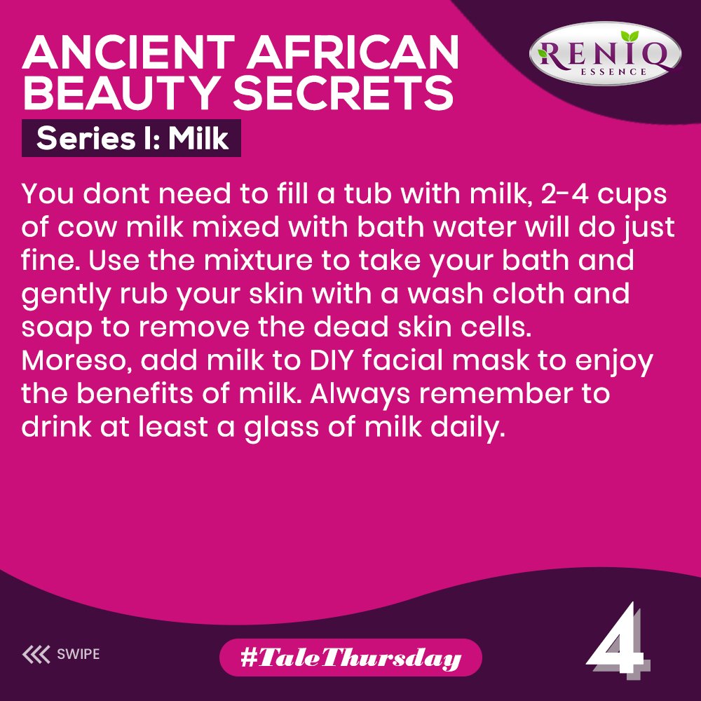 ReniqEssence's tweet photo. #TaleThursday

Ancient African Beauty Secrets • Series 1: Milk

Women in ancient Africa were known for their smooth, flawless skins and brilliant white smiles. https://t.co/RuJZSKXDfH