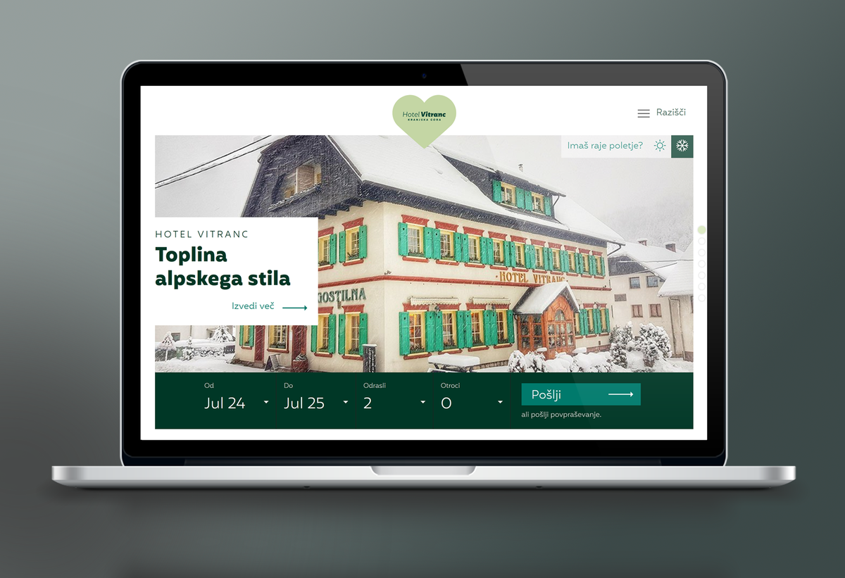 kontrastika's tweet photo. Hotel Vitranc is a cosy place in Slovenian Alps. Happy to introduce its new website designed by us and developed by our friends at https://t.co/36sDcADBHA. https://t.co/gztkNxUplZ https://t.co/PpjY94C2Kj