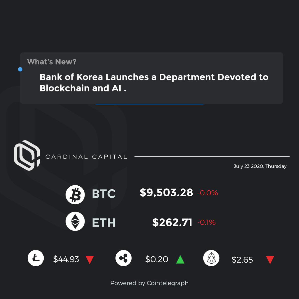 CardinalVC's tweet photo. #cardinalcapital #BTC #Bitcoin #ETH #BlockchainNews #CryptoCurrency #DigitalAsset #PriceUpdates https://t.co/hzGOIJhIt9
